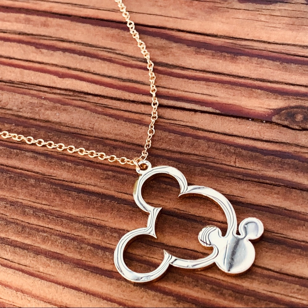 ROSE GOLD MICKEY MOUSE Stainless Steel Minimalist Necklace With Gift Box - Picture 4 of 6